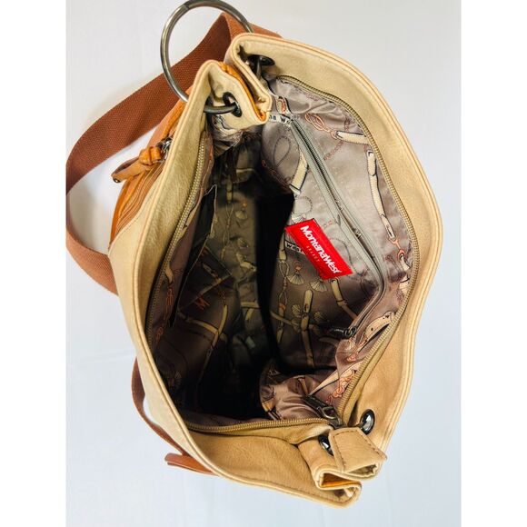 Montana West Conceal Two Tone Brown Vegan Leather Shoulder Crossbody Bag - Picture 5 of 10